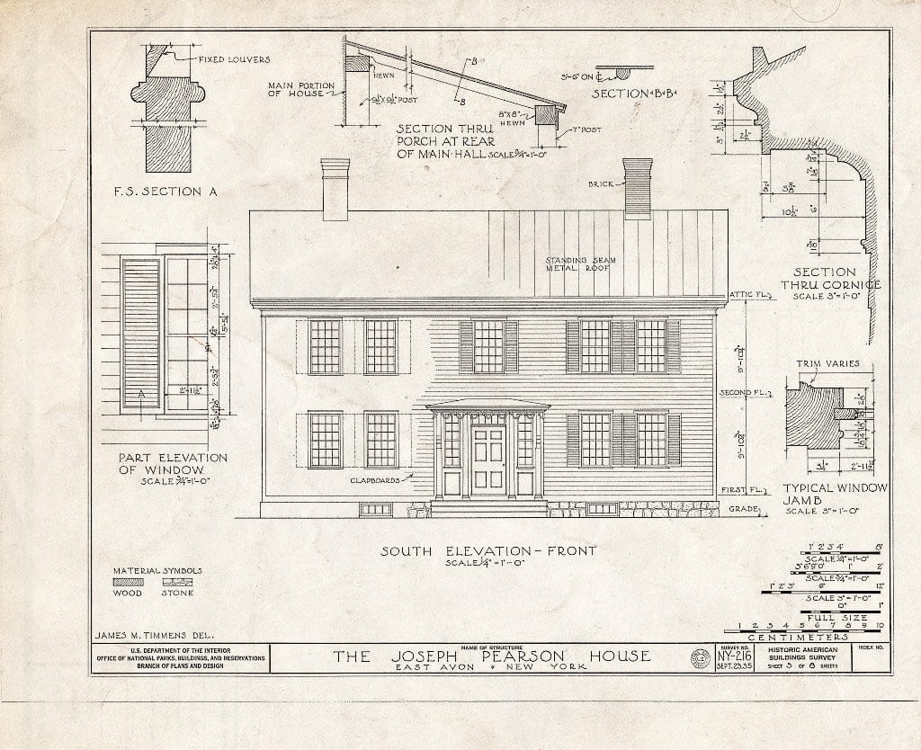 Blueprint HABS NY,26-AVOE,1- (Sheet 3 of 8) - Joseph Pearson House, East Avon, Livingston County, NY