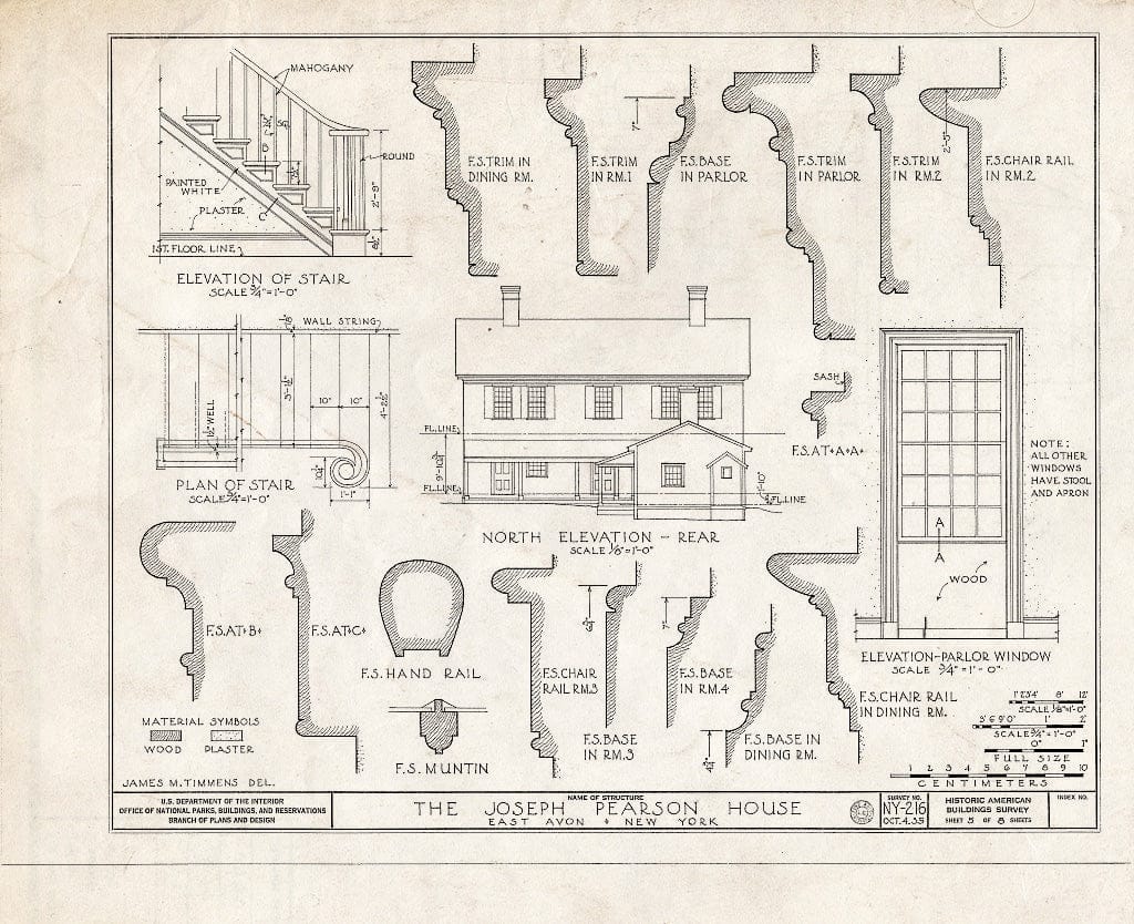 Blueprint HABS NY,26-AVOE,1- (Sheet 5 of 8) - Joseph Pearson House, East Avon, Livingston County, NY