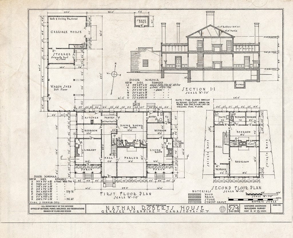 Blueprint HABS NY,27-Cana.V,1- (Sheet 2 of 13) - Judge Nathan Roberts House, State Highway 5, Canastota, Madison County, NY
