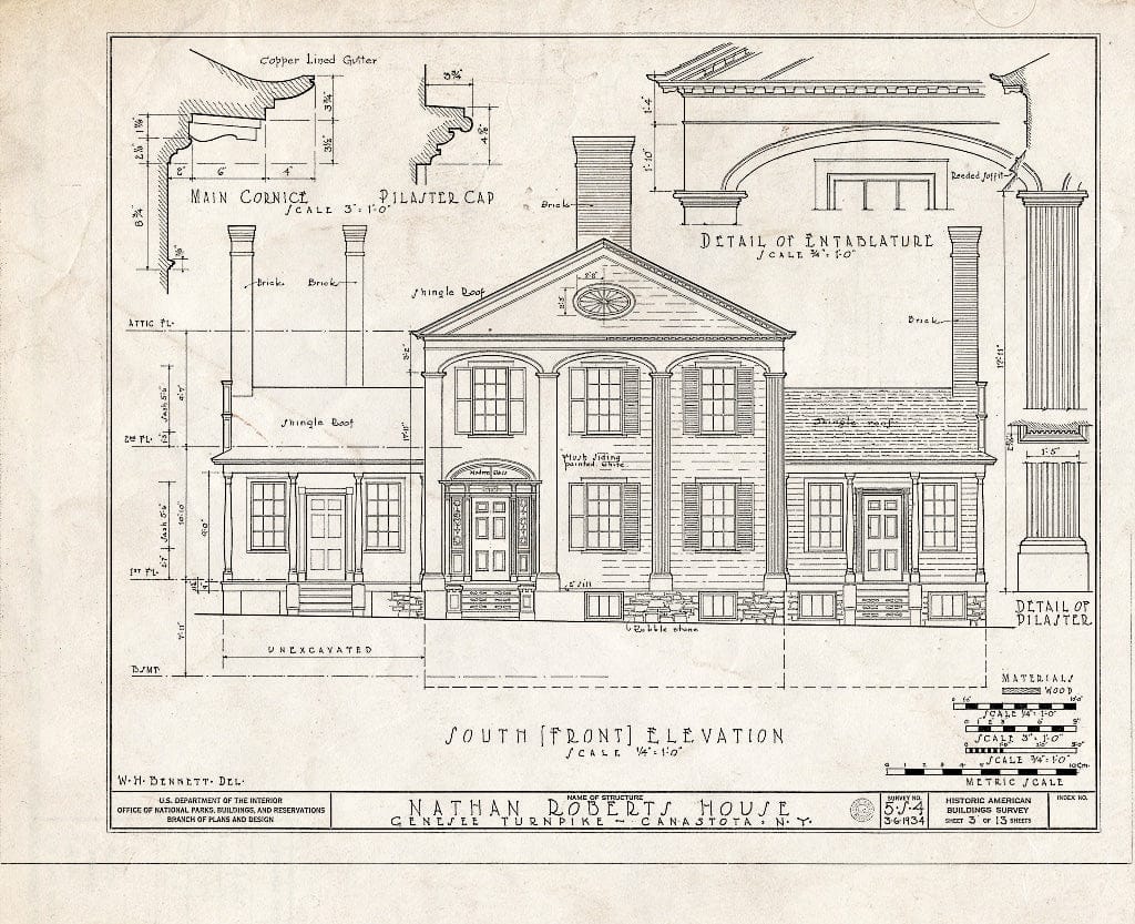 Blueprint HABS NY,27-Cana.V,1- (Sheet 3 of 13) - Judge Nathan Roberts House, State Highway 5, Canastota, Madison County, NY
