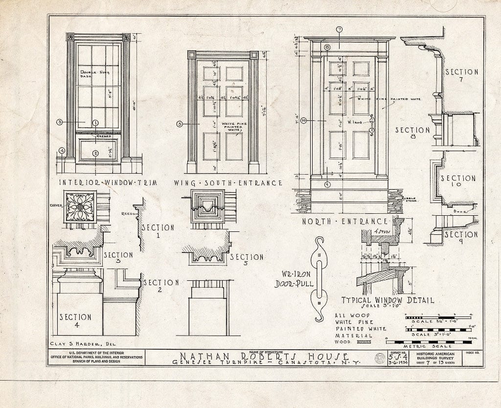 Blueprint HABS NY,27-Cana.V,1- (Sheet 7 of 13) - Judge Nathan Roberts House, State Highway 5, Canastota, Madison County, NY