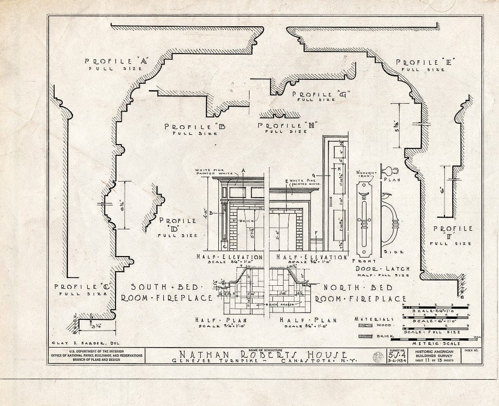 Blueprint HABS NY,27-Cana.V,1- (Sheet 11 of 13) - Judge Nathan Roberts House, State Highway 5, Canastota, Madison County, NY