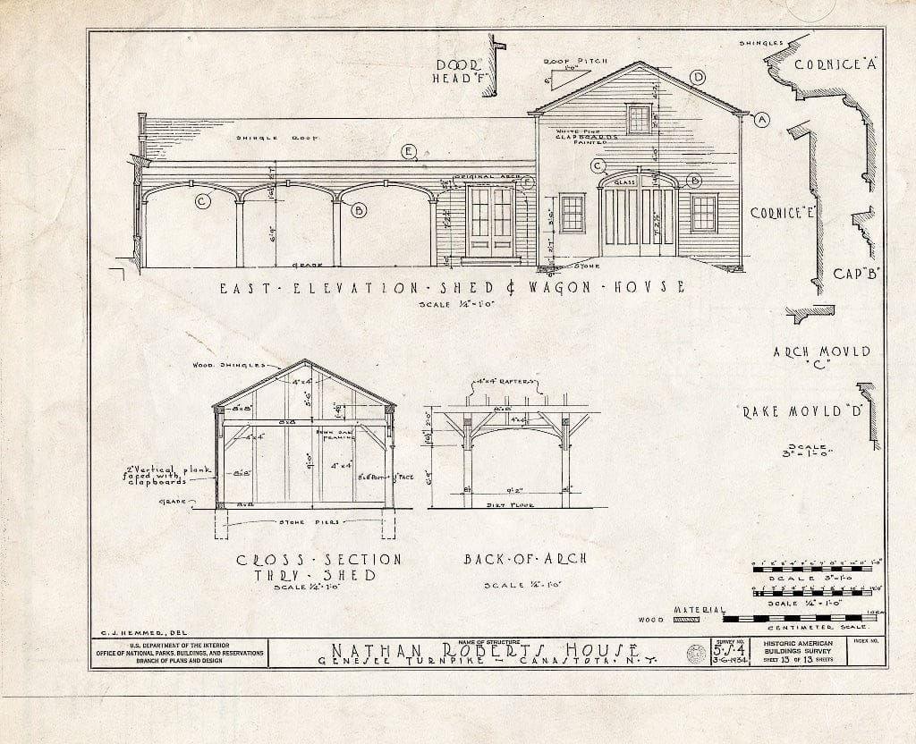 Blueprint HABS NY,27-Cana.V,1- (Sheet 13 of 13) - Judge Nathan Roberts House, State Highway 5, Canastota, Madison County, NY