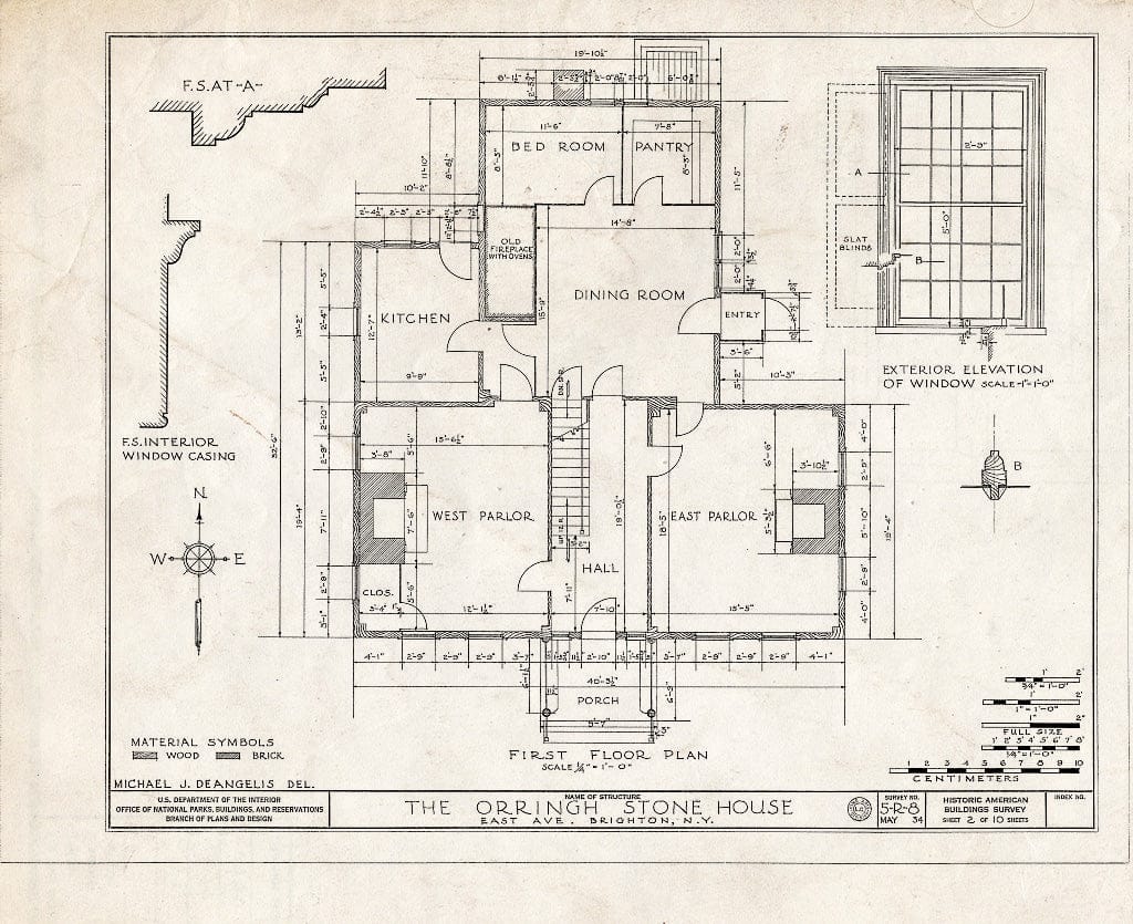 Blueprint HABS NY,28-BRIT,1- (Sheet 2 of 10) - Orringh Stone Tavern, 2370 East Avenue, Brighton, Monroe County, NY