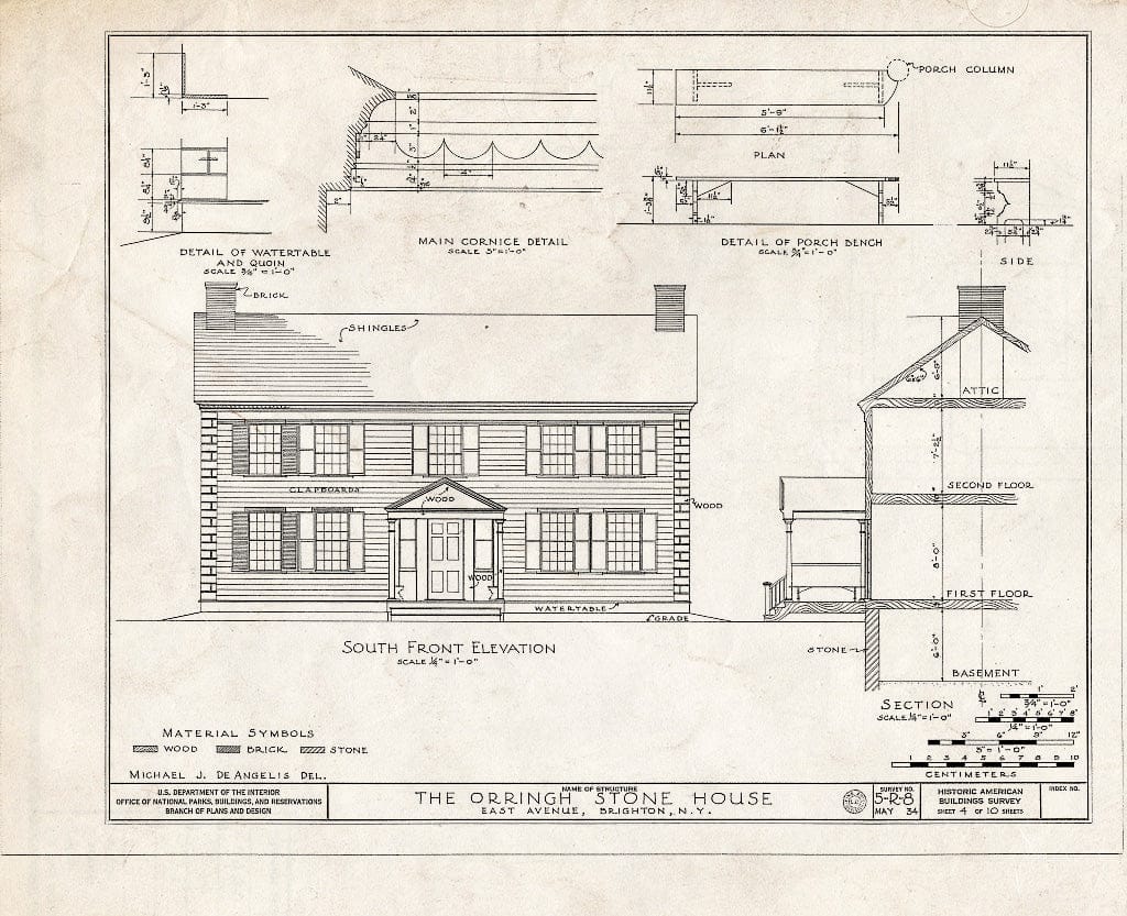 Blueprint HABS NY,28-BRIT,1- (Sheet 4 of 10) - Orringh Stone Tavern, 2370 East Avenue, Brighton, Monroe County, NY