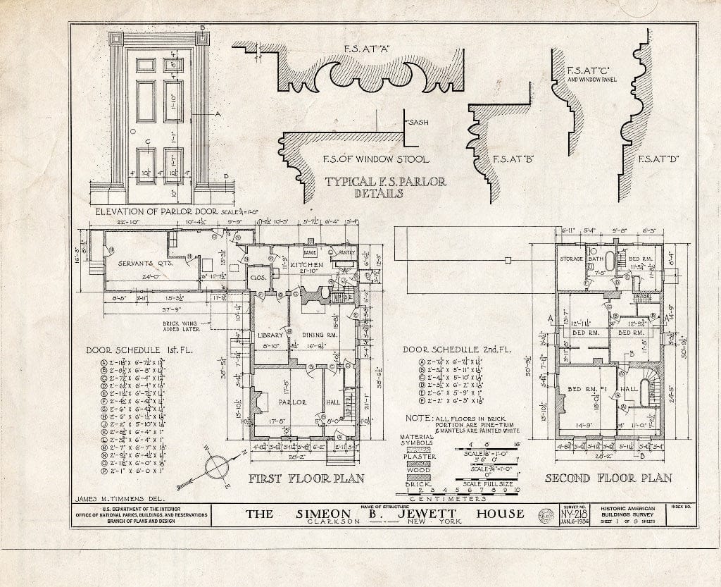 Blueprint HABS NY,28-CLAR,1- (Sheet 1 of 9) - Simeon B. Jewett House, Lake & Ridge Roads, Clarkson, Monroe County, NY
