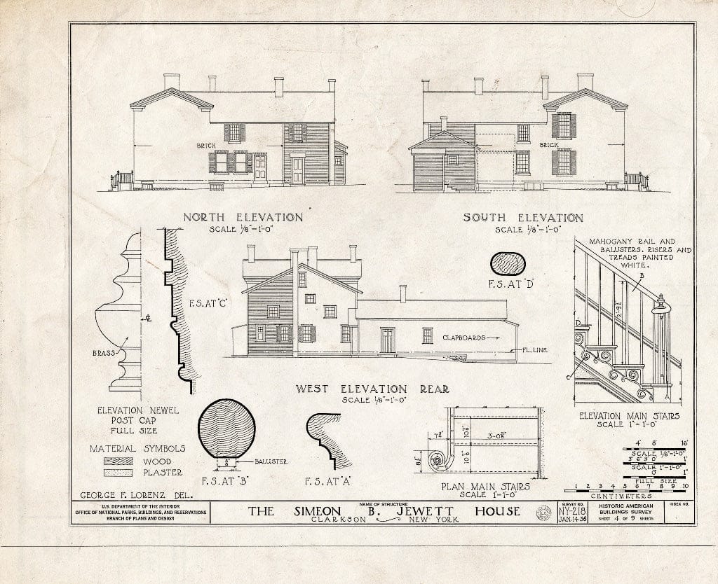 Blueprint HABS NY,28-CLAR,1- (Sheet 4 of 9) - Simeon B. Jewett House, Lake & Ridge Roads, Clarkson, Monroe County, NY