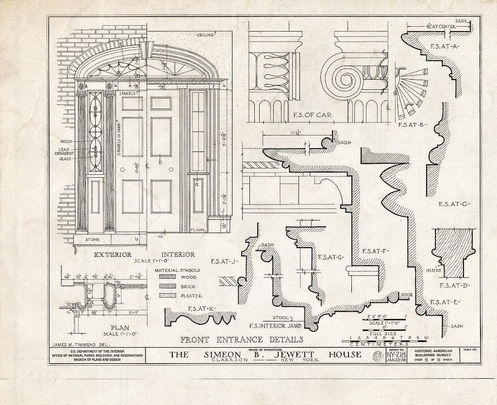 Blueprint HABS NY,28-CLAR,1- (Sheet 5 of 9) - Simeon B. Jewett House, Lake & Ridge Roads, Clarkson, Monroe County, NY