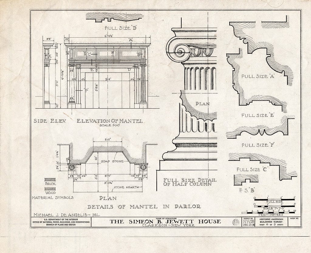 Blueprint HABS NY,28-CLAR,1- (Sheet 6 of 9) - Simeon B. Jewett House, Lake & Ridge Roads, Clarkson, Monroe County, NY