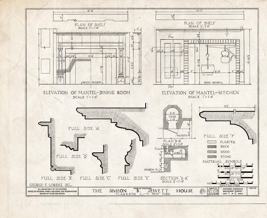 Blueprint HABS NY,28-CLAR,1- (Sheet 7 of 9) - Simeon B. Jewett House, Lake & Ridge Roads, Clarkson, Monroe County, NY