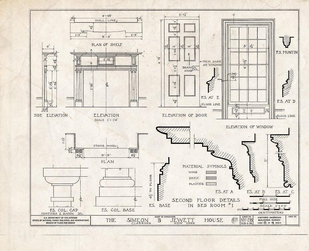 Blueprint HABS NY,28-CLAR,1- (Sheet 8 of 9) - Simeon B. Jewett House, Lake & Ridge Roads, Clarkson, Monroe County, NY