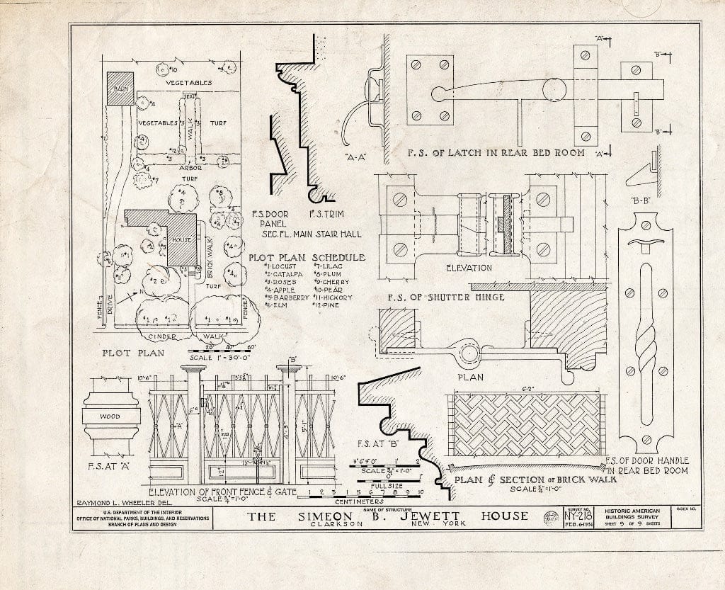 Blueprint HABS NY,28-CLAR,1- (Sheet 9 of 9) - Simeon B. Jewett House, Lake & Ridge Roads, Clarkson, Monroe County, NY