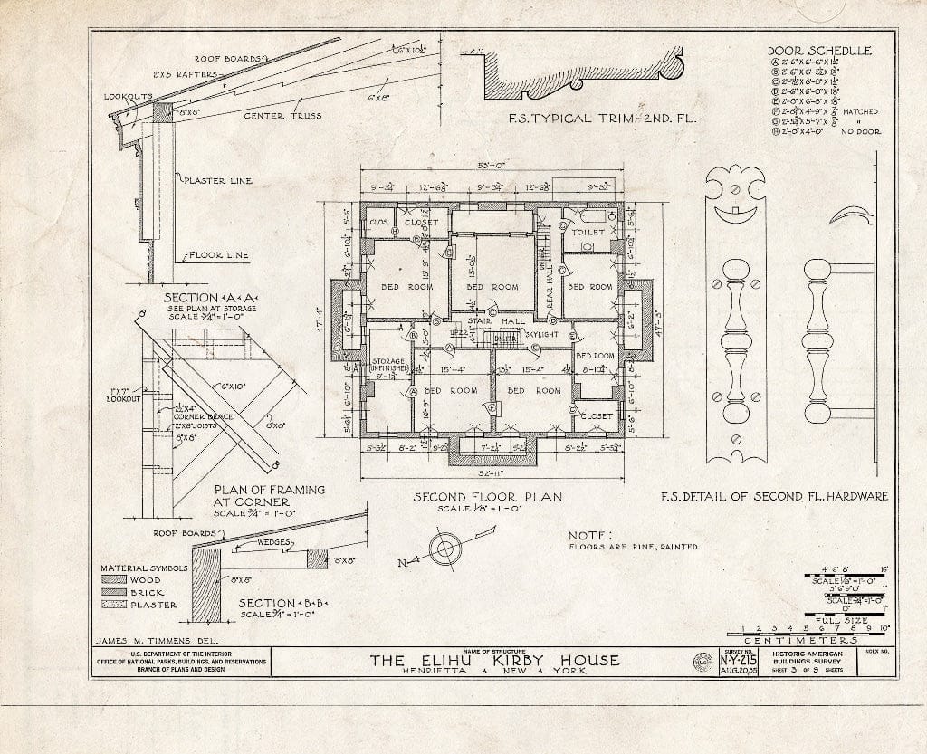 Blueprint HABS NY,28-Hen,1- (Sheet 3 of 9) - Elihu Kirby House, East Henrietta & Lehigh Station Roads, Henrietta, Monroe County, NY