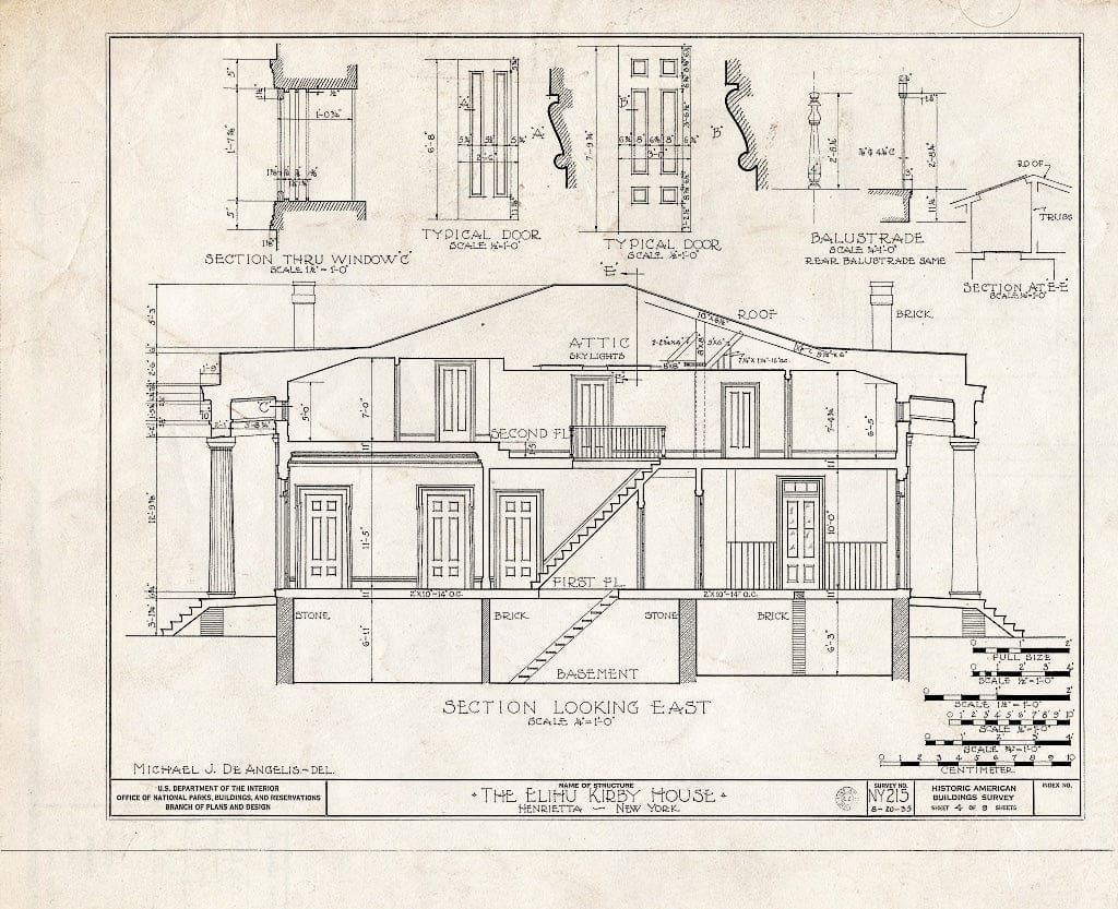 Blueprint HABS NY,28-Hen,1- (Sheet 4 of 9) - Elihu Kirby House, East Henrietta & Lehigh Station Roads, Henrietta, Monroe County, NY