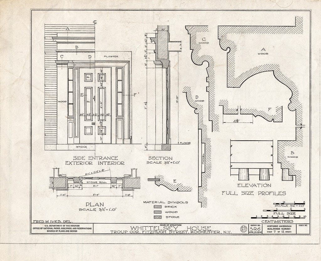 Blueprint HABS NY,28-Roch,5- (Sheet 7 of 12) - Benjamin Campbell House, Troup & South Fitzhugh Streets, Rochester, Monroe County, NY