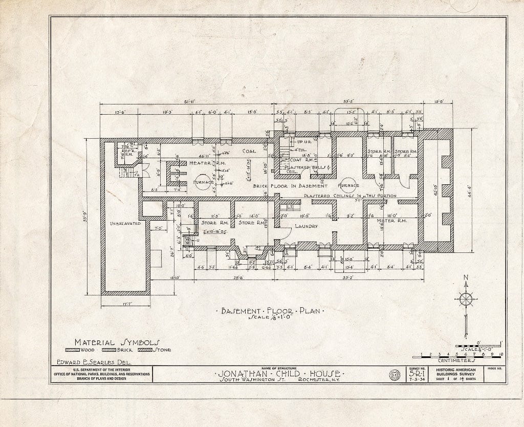 Blueprint HABS NY,28-Roch,3- (Sheet 1 of 14) - Jonathan Child House, 37 South Washington Street, Rochester, Monroe County, NY