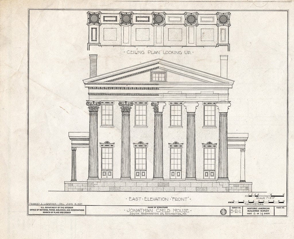 Blueprint HABS NY,28-Roch,3- (Sheet 6 of 14) - Jonathan Child House, 37 South Washington Street, Rochester, Monroe County, NY