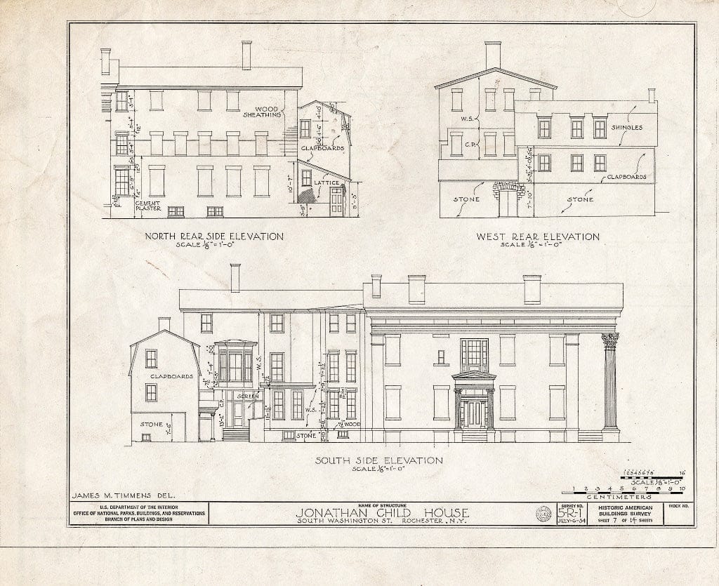 Blueprint HABS NY,28-Roch,3- (Sheet 7 of 14) - Jonathan Child House, 37 South Washington Street, Rochester, Monroe County, NY