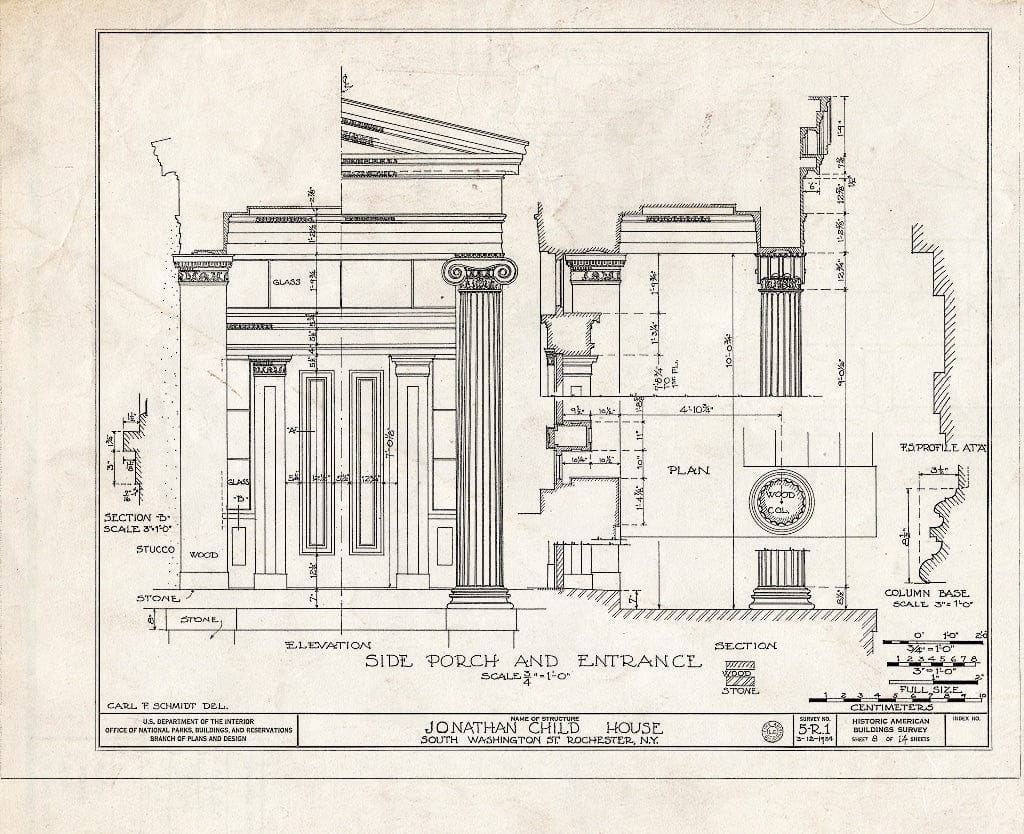 Blueprint HABS NY,28-Roch,3- (Sheet 8 of 14) - Jonathan Child House, 37 South Washington Street, Rochester, Monroe County, NY