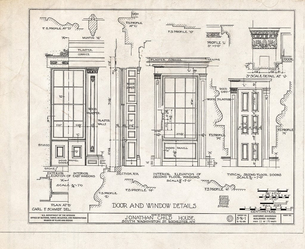 Blueprint HABS NY,28-Roch,3- (Sheet 11 of 14) - Jonathan Child House, 37 South Washington Street, Rochester, Monroe County, NY