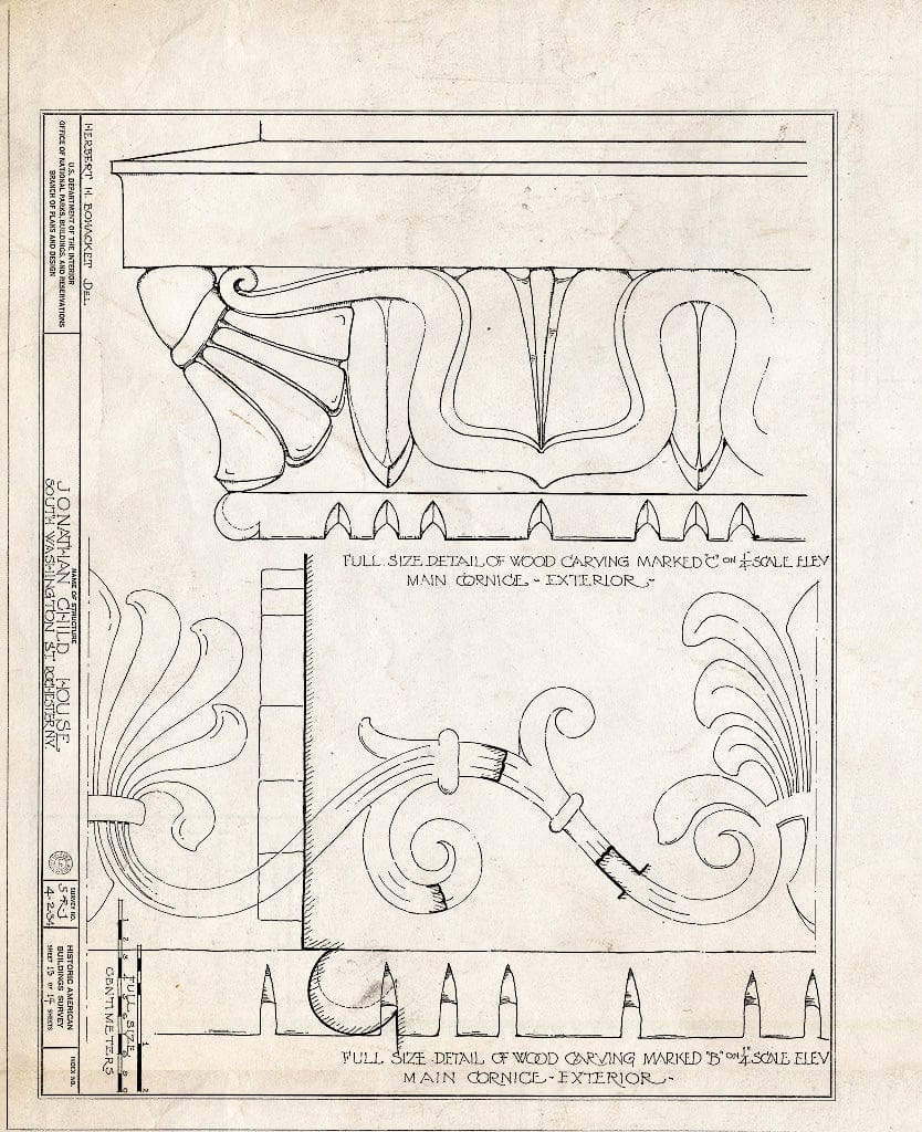 Blueprint HABS NY,28-Roch,3- (Sheet 13 of 14) - Jonathan Child House, 37 South Washington Street, Rochester, Monroe County, NY