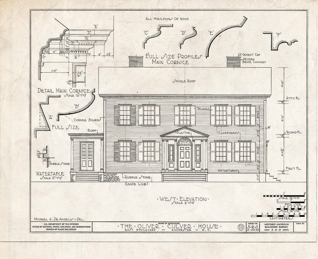 Blueprint HABS NY,28-Roch,4- (Sheet 3 of 9) - Oliver Culver House, 70 East Boulevard, Rochester, Monroe County, NY