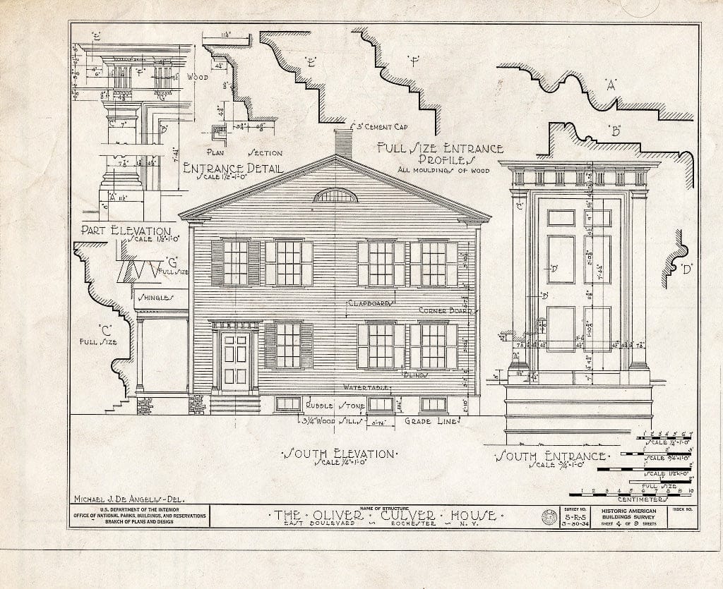 Blueprint HABS NY,28-Roch,4- (Sheet 4 of 9) - Oliver Culver House, 70 East Boulevard, Rochester, Monroe County, NY