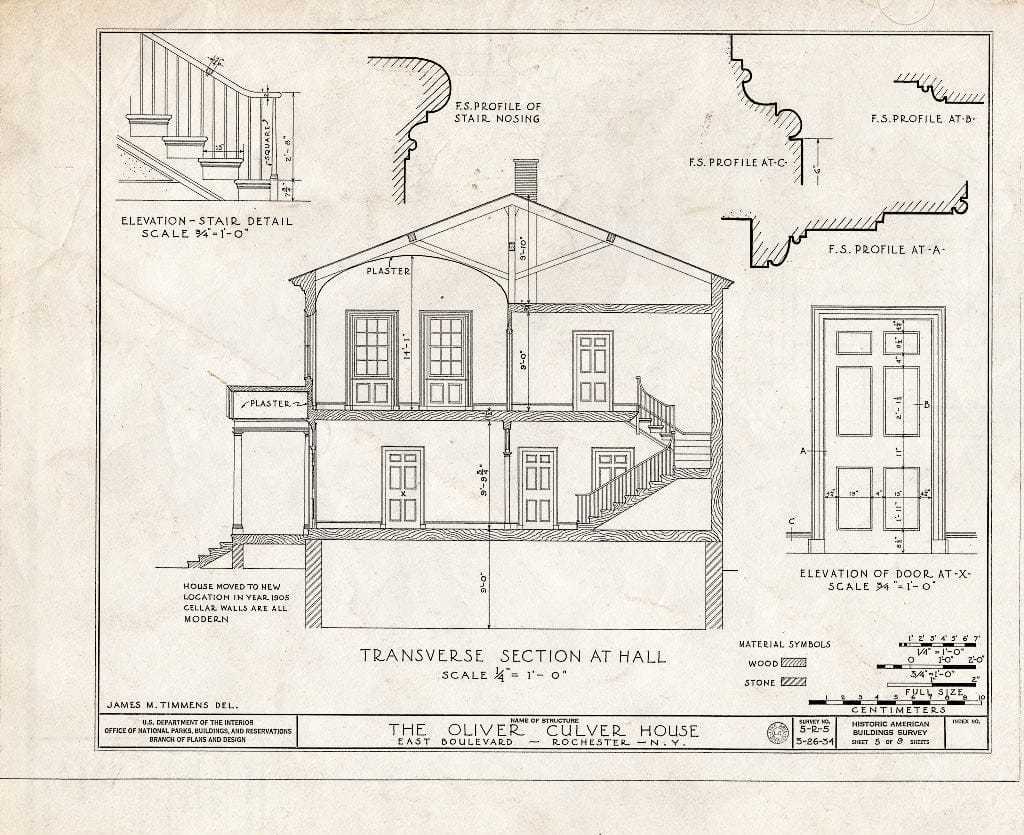 Blueprint HABS NY,28-Roch,4- (Sheet 5 of 9) - Oliver Culver House, 70 East Boulevard, Rochester, Monroe County, NY