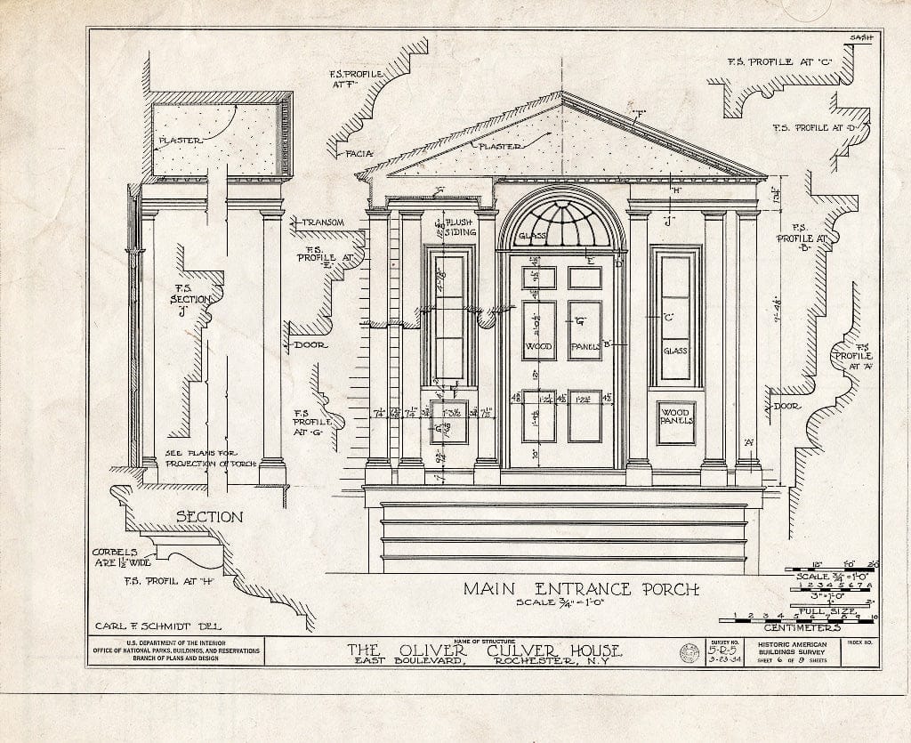 Blueprint HABS NY,28-Roch,4- (Sheet 6 of 9) - Oliver Culver House, 70 East Boulevard, Rochester, Monroe County, NY