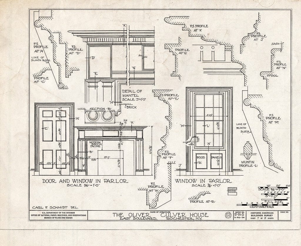 Blueprint HABS NY,28-Roch,4- (Sheet 7 of 9) - Oliver Culver House, 70 East Boulevard, Rochester, Monroe County, NY