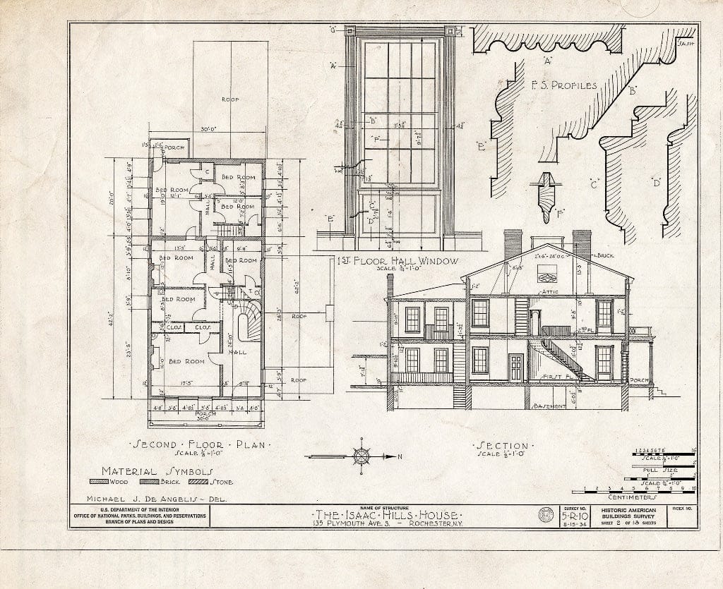 Blueprint HABS NY,28-Roch,8- (Sheet 2 of 13) - Isaac Hills House, 135 Plymouth Avenue South, Rochester, Monroe County, NY