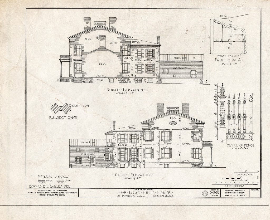 Blueprint HABS NY,28-Roch,8- (Sheet 4 of 13) - Isaac Hills House, 135 Plymouth Avenue South, Rochester, Monroe County, NY