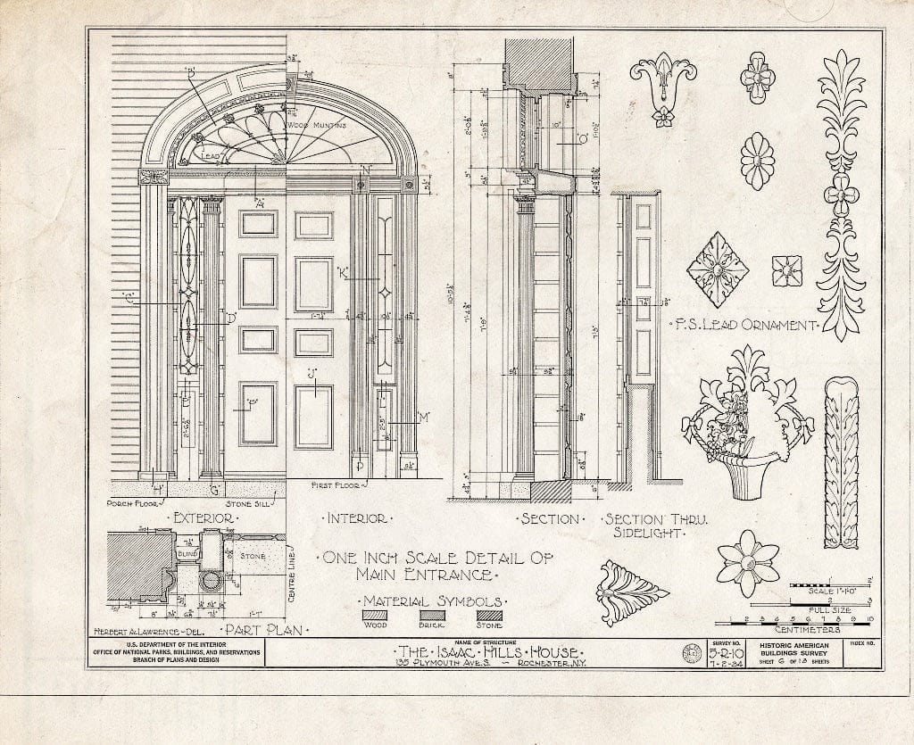 Blueprint HABS NY,28-Roch,8- (Sheet 6 of 13) - Isaac Hills House, 135 Plymouth Avenue South, Rochester, Monroe County, NY