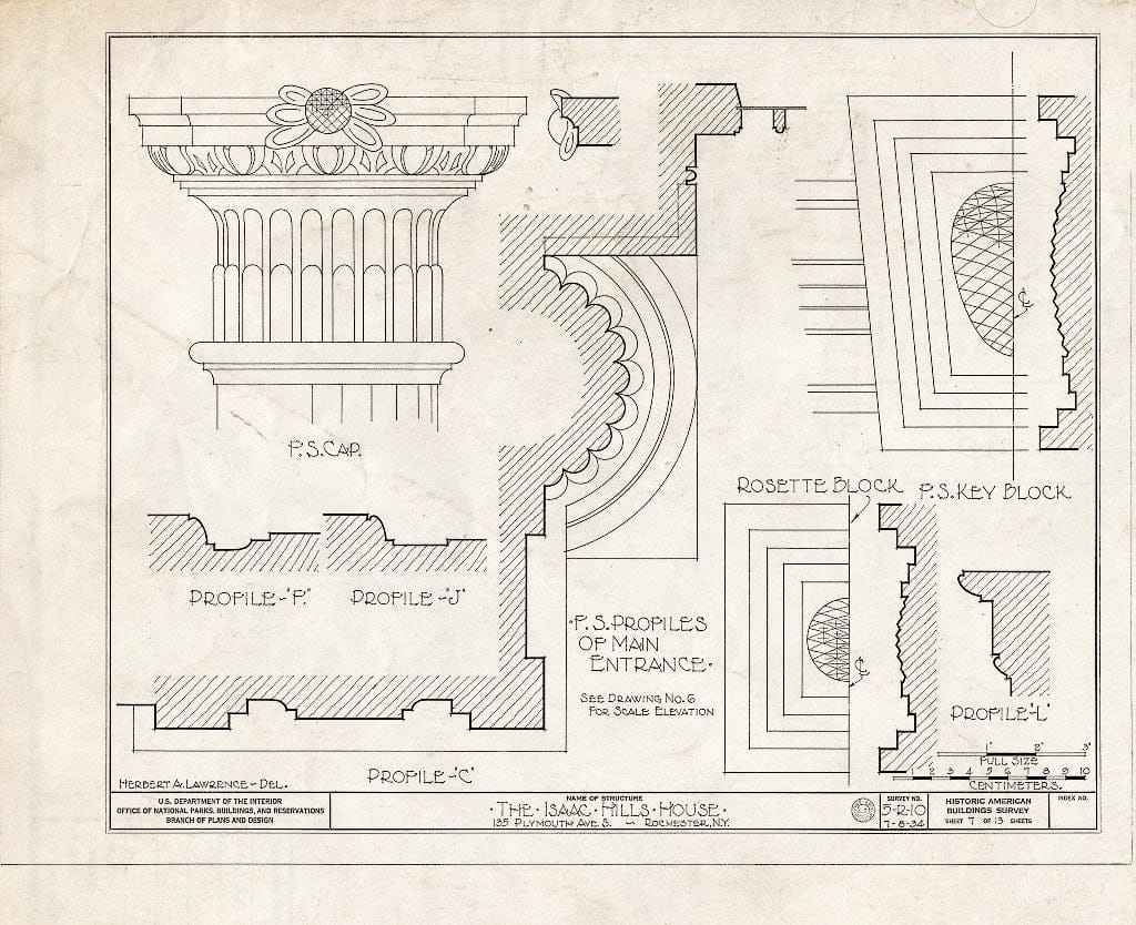 Blueprint HABS NY,28-Roch,8- (Sheet 7 of 13) - Isaac Hills House, 135 Plymouth Avenue South, Rochester, Monroe County, NY