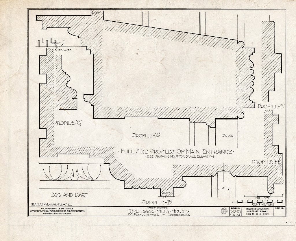 Blueprint HABS NY,28-Roch,8- (Sheet 9 of 13) - Isaac Hills House, 135 Plymouth Avenue South, Rochester, Monroe County, NY