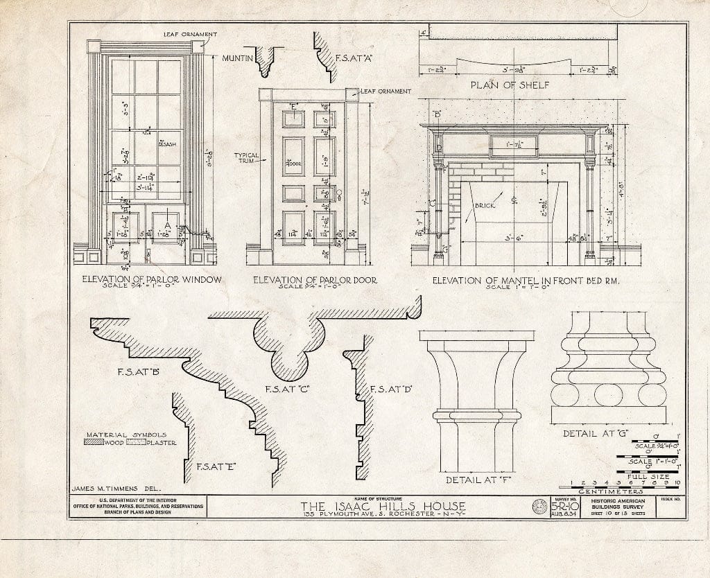 Blueprint HABS NY,28-Roch,8- (Sheet 10 of 13) - Isaac Hills House, 135 Plymouth Avenue South, Rochester, Monroe County, NY