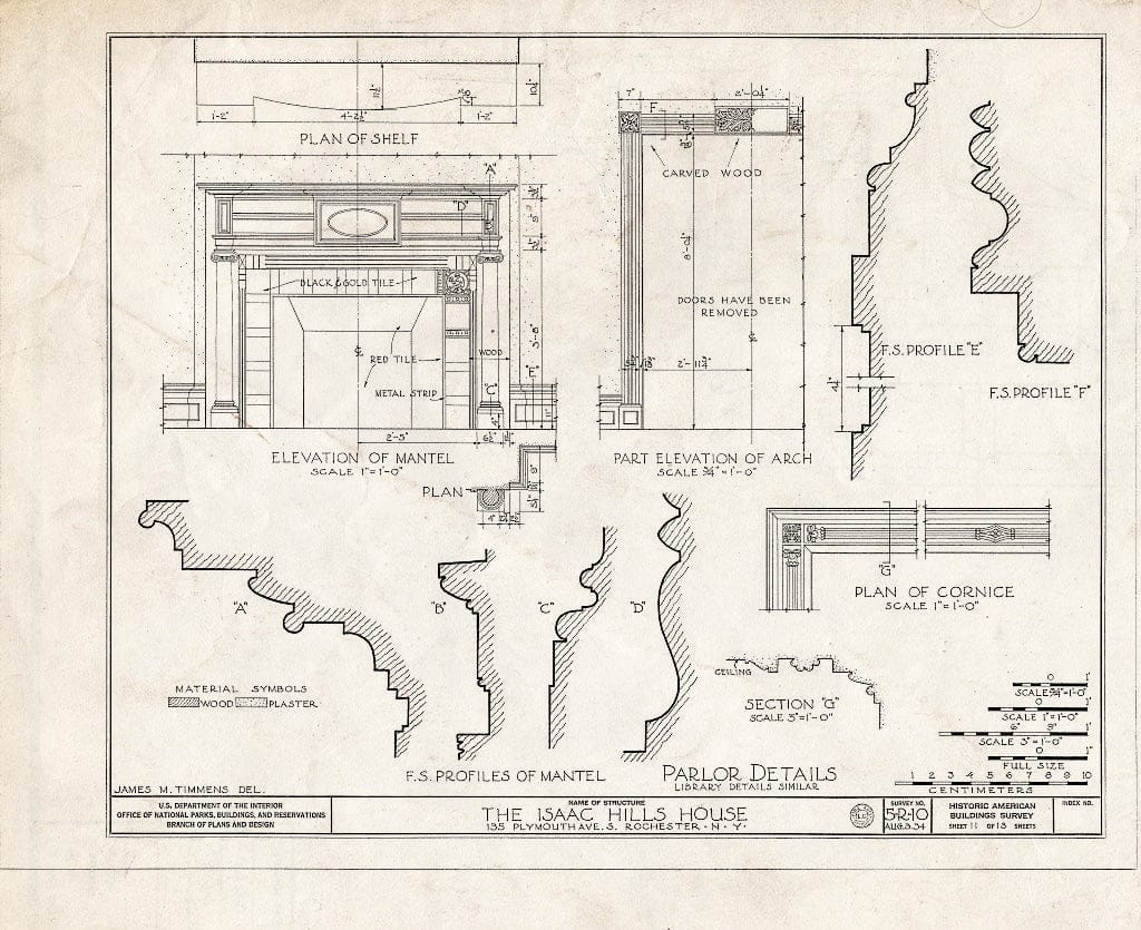 Blueprint HABS NY,28-Roch,8- (Sheet 11 of 13) - Isaac Hills House, 135 Plymouth Avenue South, Rochester, Monroe County, NY