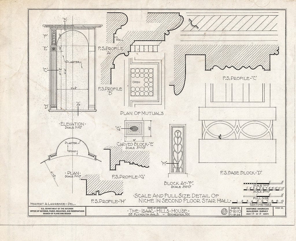 Blueprint HABS NY,28-Roch,8- (Sheet 13 of 13) - Isaac Hills House, 135 Plymouth Avenue South, Rochester, Monroe County, NY