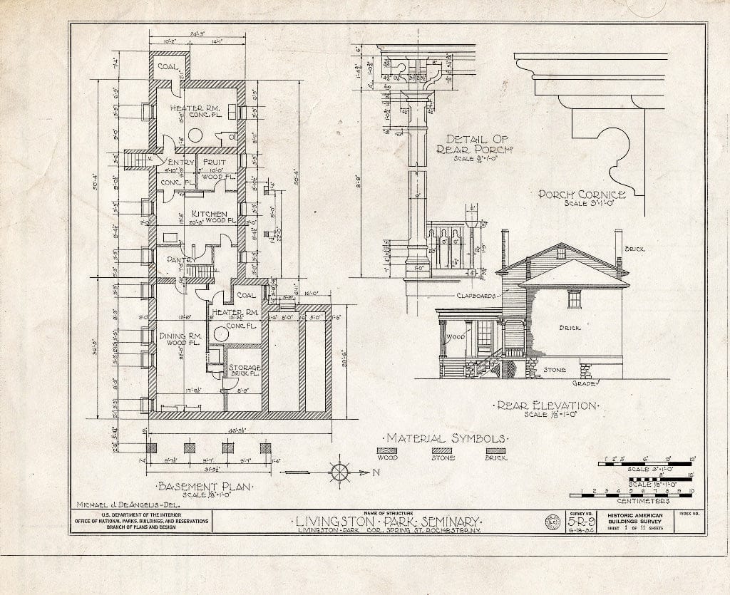 Blueprint HABS NY,28-Roch,7- (Sheet 1 of 11) - Livingston Park Seminary, 1 Livingston Park, Rochester, Monroe County, NY