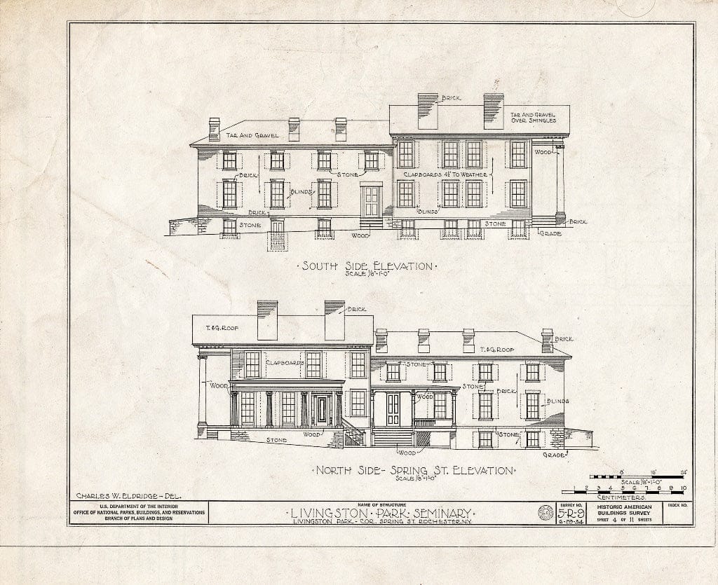 Blueprint HABS NY,28-Roch,7- (Sheet 4 of 11) - Livingston Park Seminary, 1 Livingston Park, Rochester, Monroe County, NY
