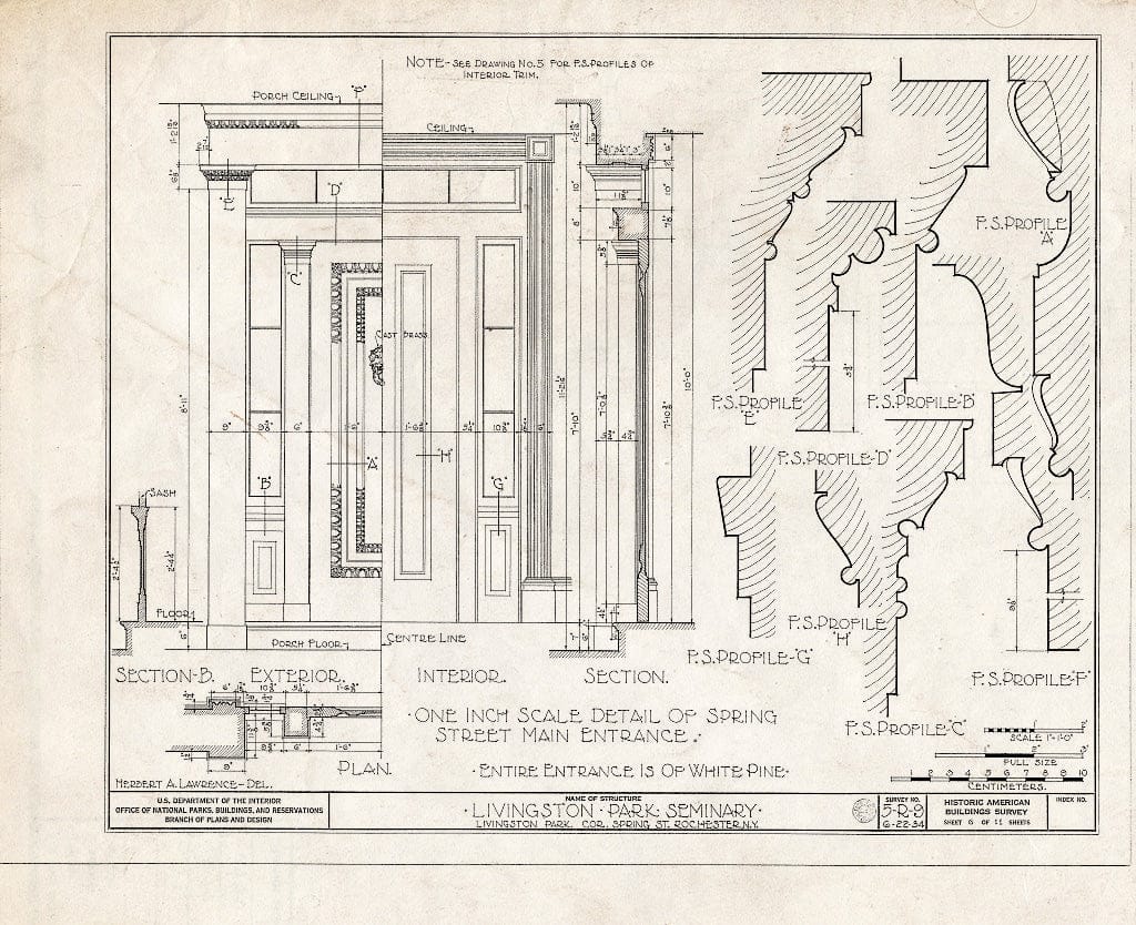 Blueprint HABS NY,28-Roch,7- (Sheet 6 of 11) - Livingston Park Seminary, 1 Livingston Park, Rochester, Monroe County, NY