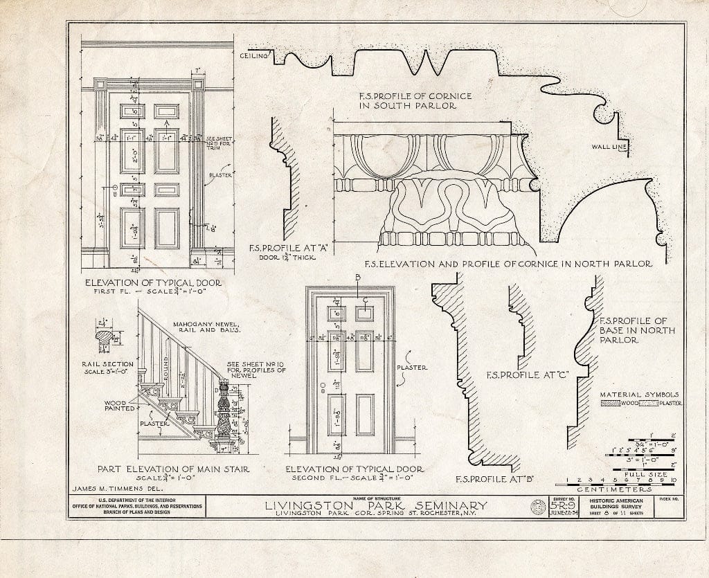 Blueprint HABS NY,28-Roch,7- (Sheet 8 of 11) - Livingston Park Seminary, 1 Livingston Park, Rochester, Monroe County, NY