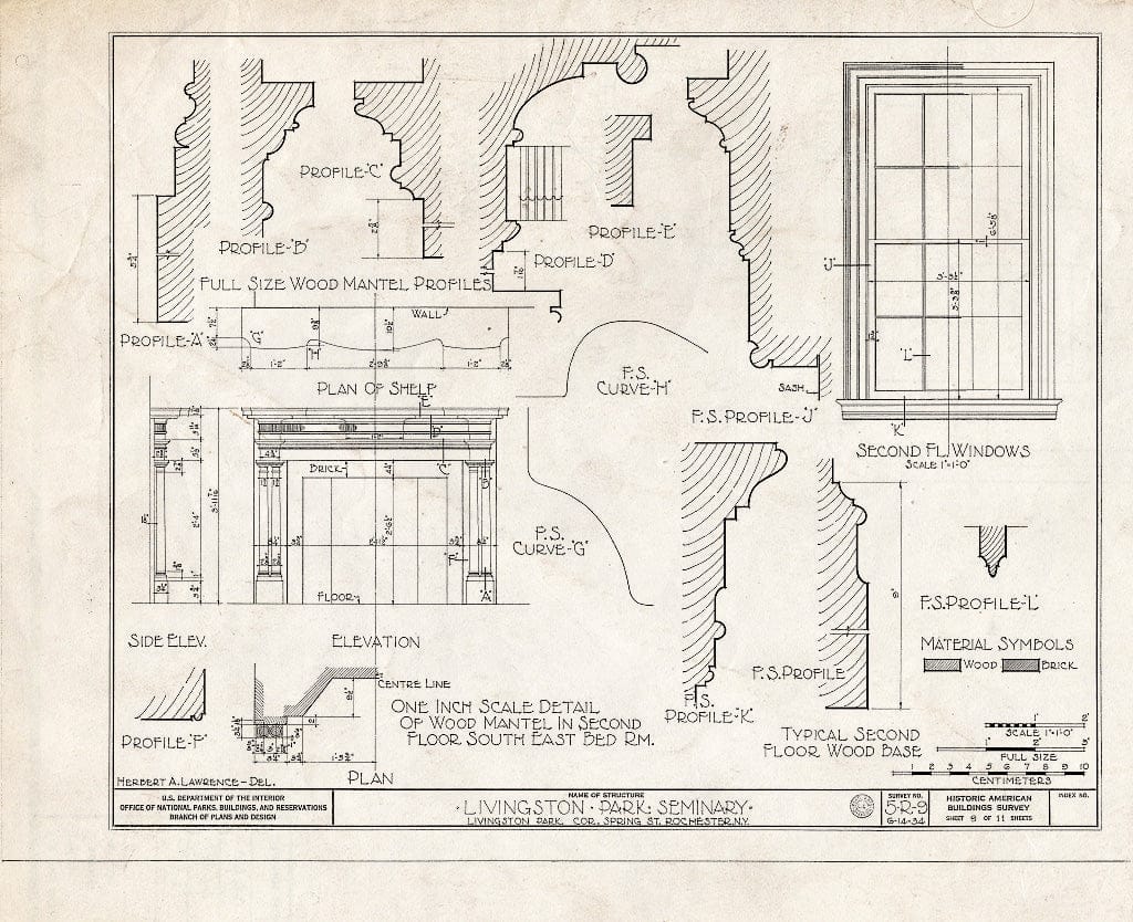 Blueprint HABS NY,28-Roch,7- (Sheet 9 of 11) - Livingston Park Seminary, 1 Livingston Park, Rochester, Monroe County, NY