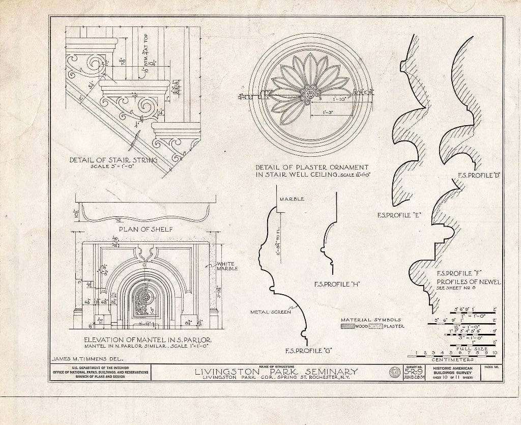 Blueprint HABS NY,28-Roch,7- (Sheet 10 of 11) - Livingston Park Seminary, 1 Livingston Park, Rochester, Monroe County, NY