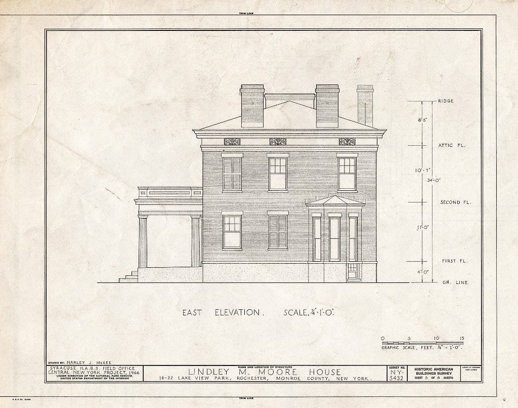 Blueprint HABS NY,28-Roch,11- (Sheet 5 of 8) - Lindley M. Moore House, 22 Lake View Park, Rochester, Monroe County, NY