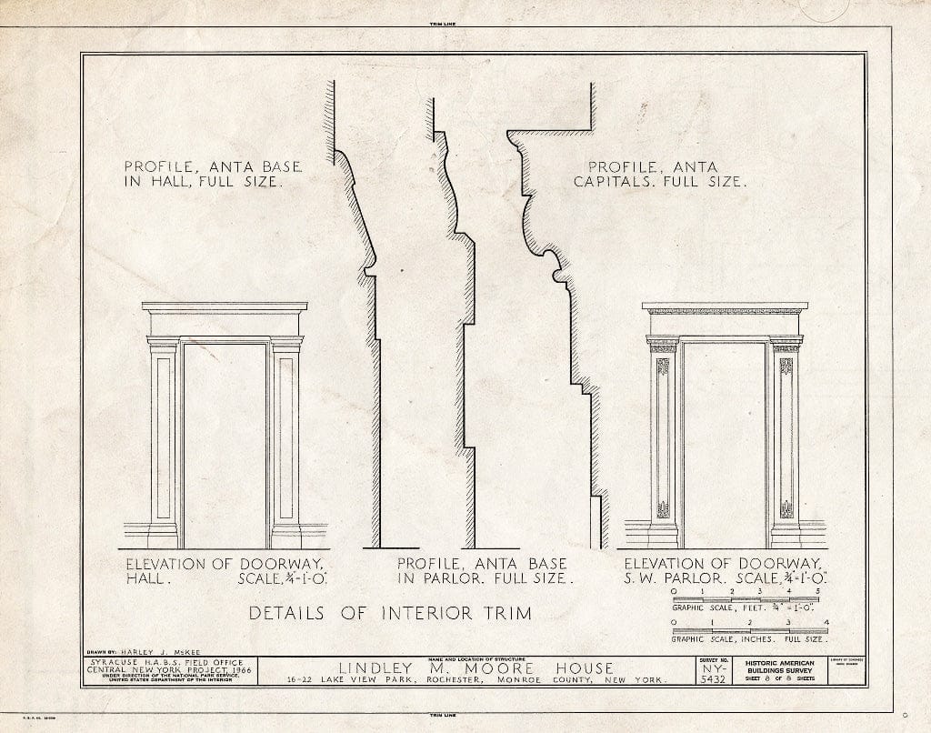 Blueprint HABS NY,28-Roch,11- (Sheet 8 of 8) - Lindley M. Moore House, 22 Lake View Park, Rochester, Monroe County, NY