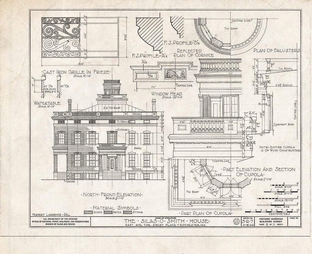 Blueprint HABS NY,28-Roch,6- (Sheet 3 of 11) - Silas O. Smith House, 485 East Avenue, Rochester, Monroe County, NY
