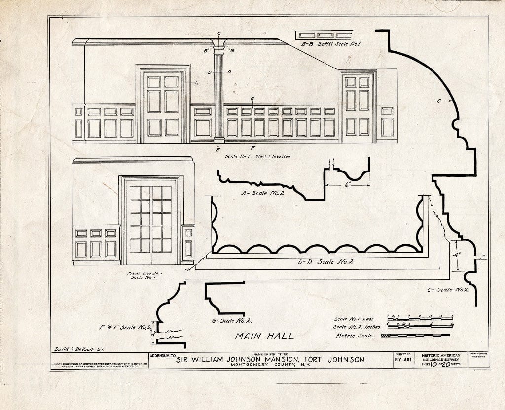 Blueprint HABS NY,29-FORJO,1- (Sheet 10 of 27) - Sir William Johnson House, State Routes 5 & 67, Fort Johnson, Montgomery County, NY