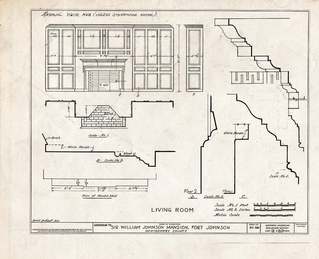 Blueprint HABS NY,29-FORJO,1- (Sheet 12 of 27) - Sir William Johnson House, State Routes 5 & 67, Fort Johnson, Montgomery County, NY