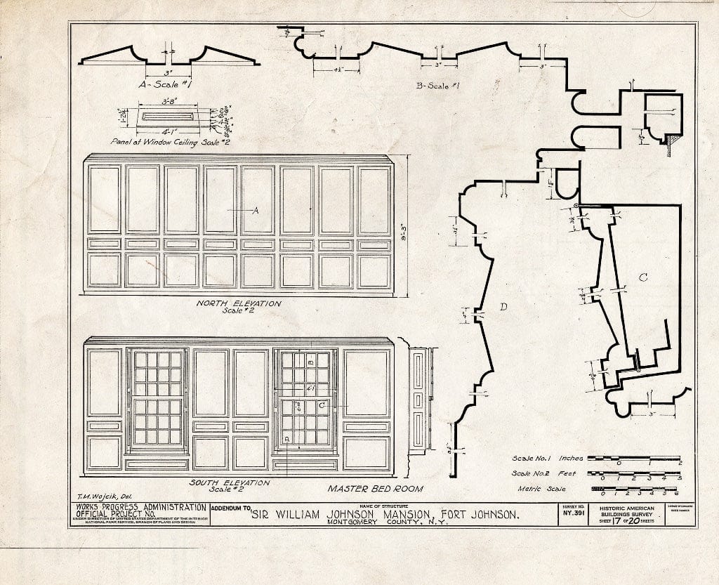 Blueprint HABS NY,29-FORJO,1- (Sheet 17 of 27) - Sir William Johnson House, State Routes 5 & 67, Fort Johnson, Montgomery County, NY